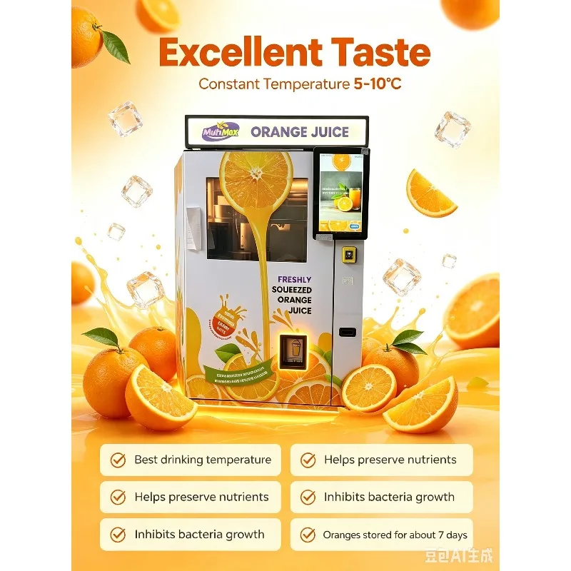 2026 New Automated Orange Juice Vending Machine Fresh Squeezed Fruit Juice Kiosk Customized