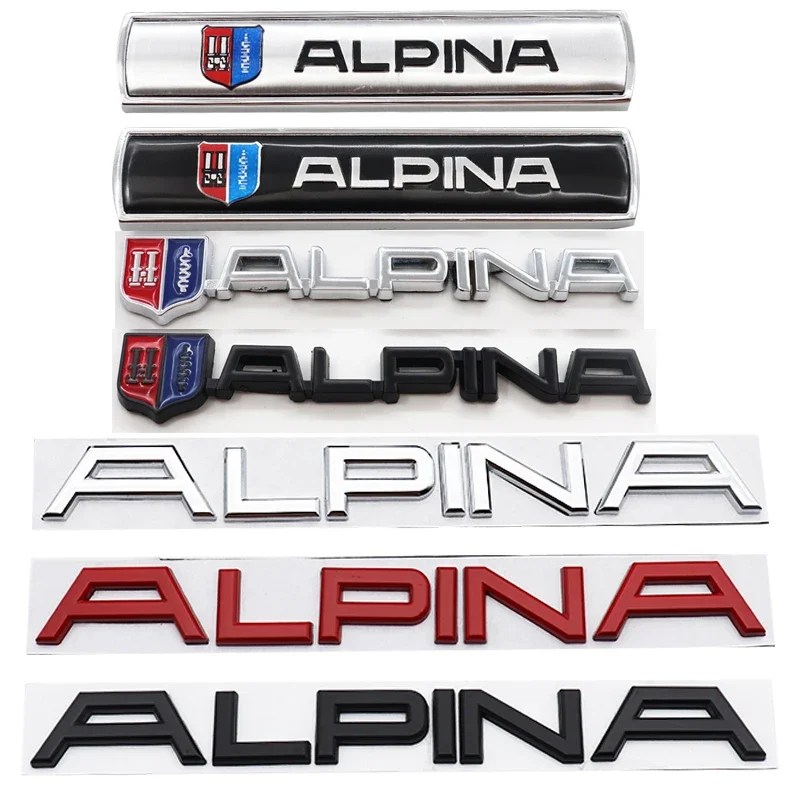 1pcs 3D ALPINA metal Car Front English logo Fender side sticker Rear Bumper tail door trunk sticker car rear Emblem Accessories