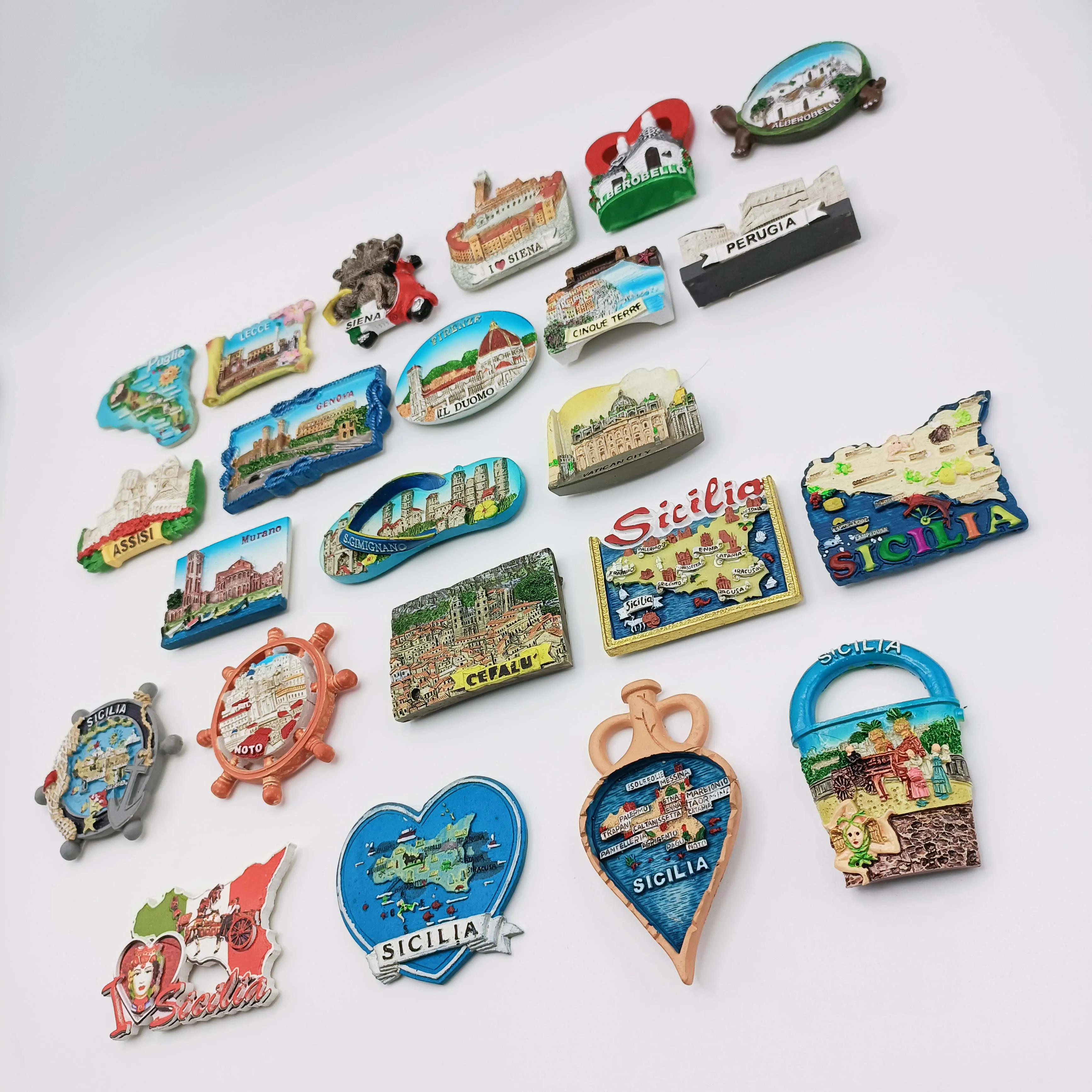 Italy - Puglia, Lecce, Siena, Florence, San Gimignano, Sicily, etc. Fridge magnets, creativity, travel, souvenir, decorations