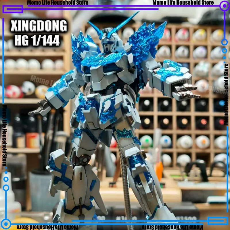 

New In Stock XD Model 1/144 Hg Rx-0 Unicorn Blue Purple Crystal Assembly Model Kits Action Figure Robot Plastic Gifts Toys