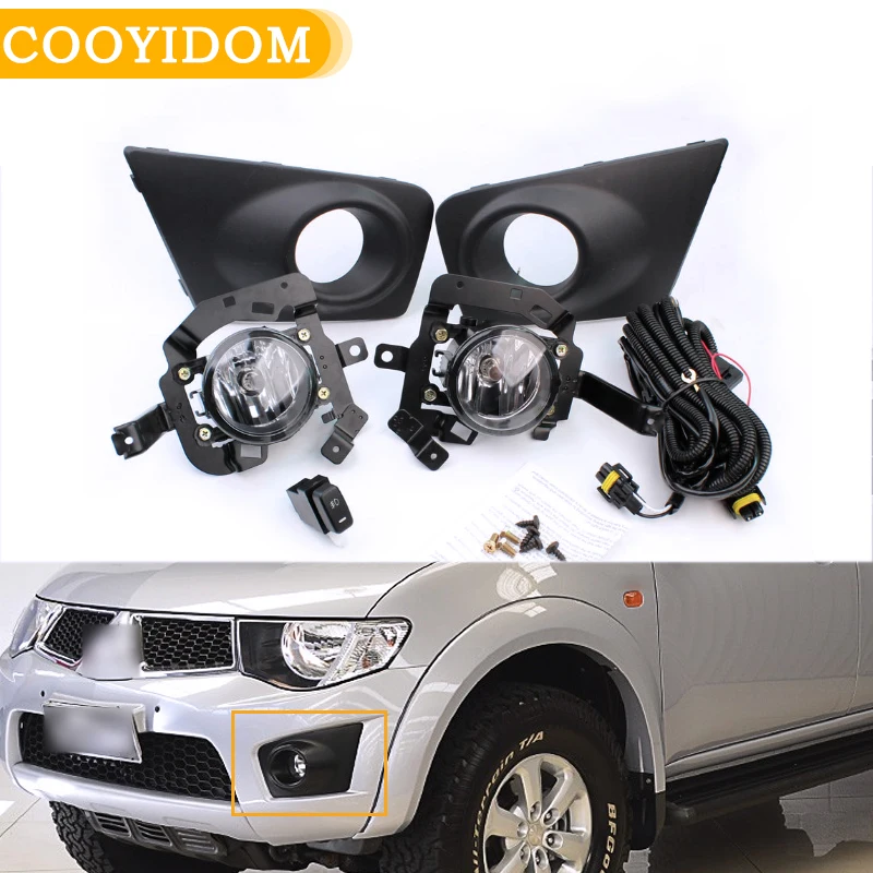 

Front bumper Fog Lights Car Styling Spot Light Fog Lamps With Switch 1 Pair For mitsubishi triton l200 2009 2010 2011 2012 2013