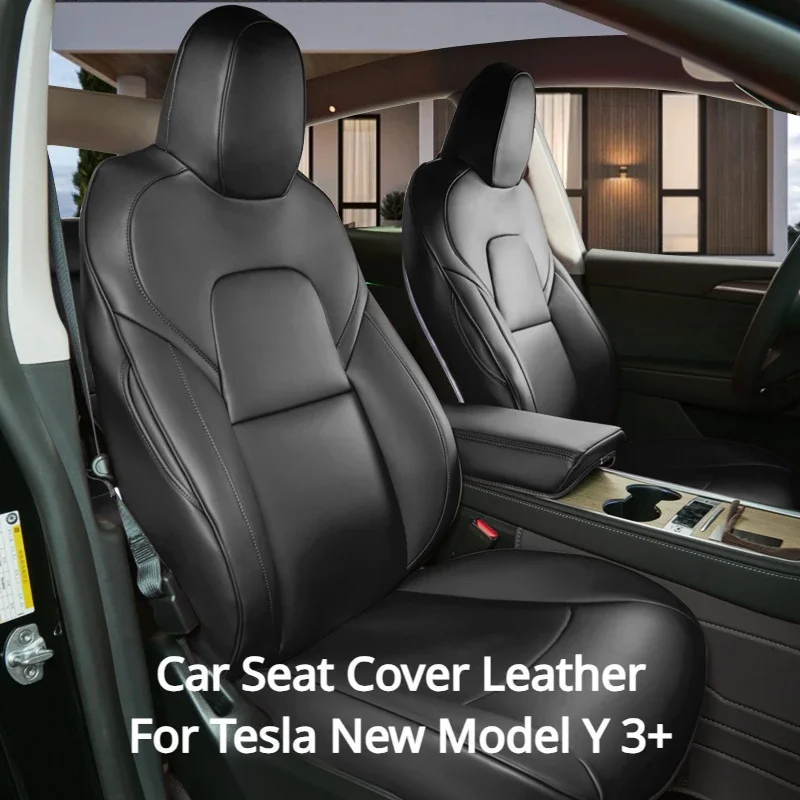 

Чехол для автомобильного сиденья из кожи наппа, подушка для Tesla новой модели Y 3 + защитный коврик, полноразмерный чехол для сиденья, автомобильные аксессуары 2024
