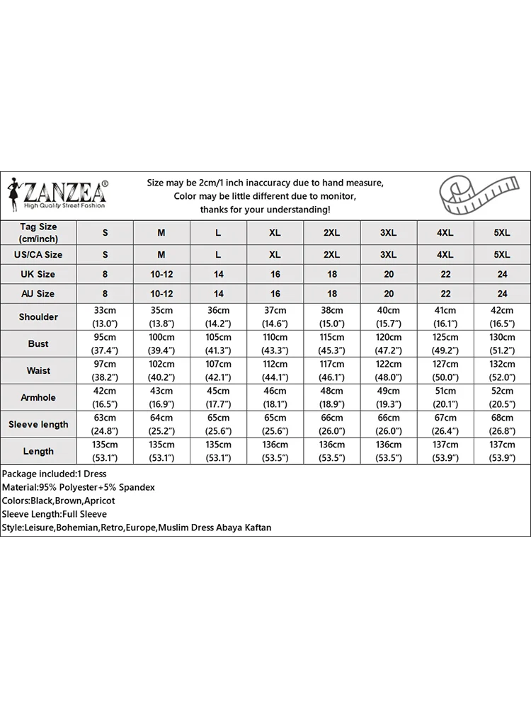 ZANZEA فساتين عيد عصرية إسلامية مطبوعة عرقية متواضعة أنيقة بأكمام طويلة وحاشية مكشكشة عباية رداء حجاب إسلامي