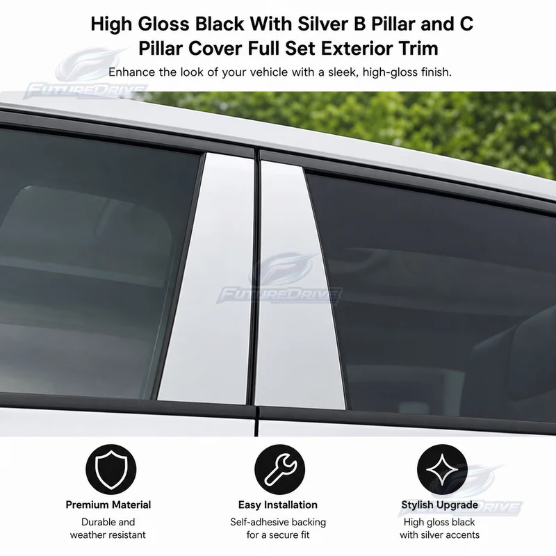 8Pcs Glossy Black Carbon Fiber Car Door Window BC Pillar Post Cover Trim Sticker For Nissan X-Trail T31 2008-2012 Parts - view 4