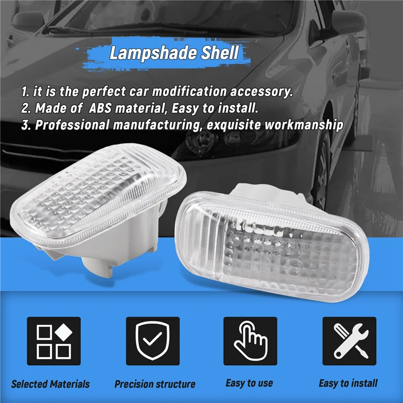 Stable-2Pc Car Side Baffle Turn Signal Light Lamp Shade Shell Cover Housing Fit For Honda Civic 2002- 2005 34301-S5H-T02