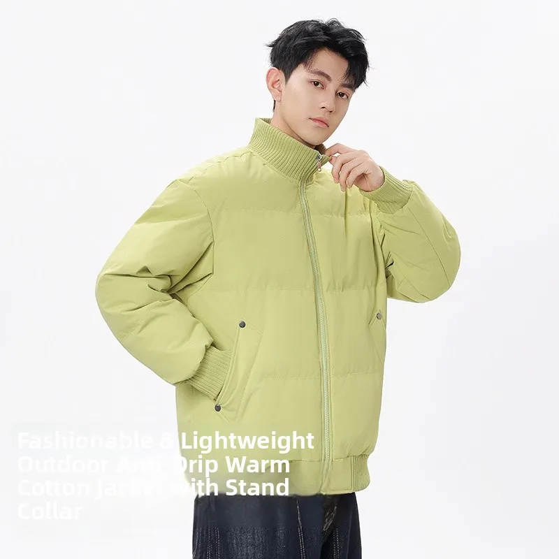 

Comfortable Knitted Double Tead Cotton Jaet Stand Collar Bread Sle Autumn Winter Versatile Warmth Stand Fit Zipper C...