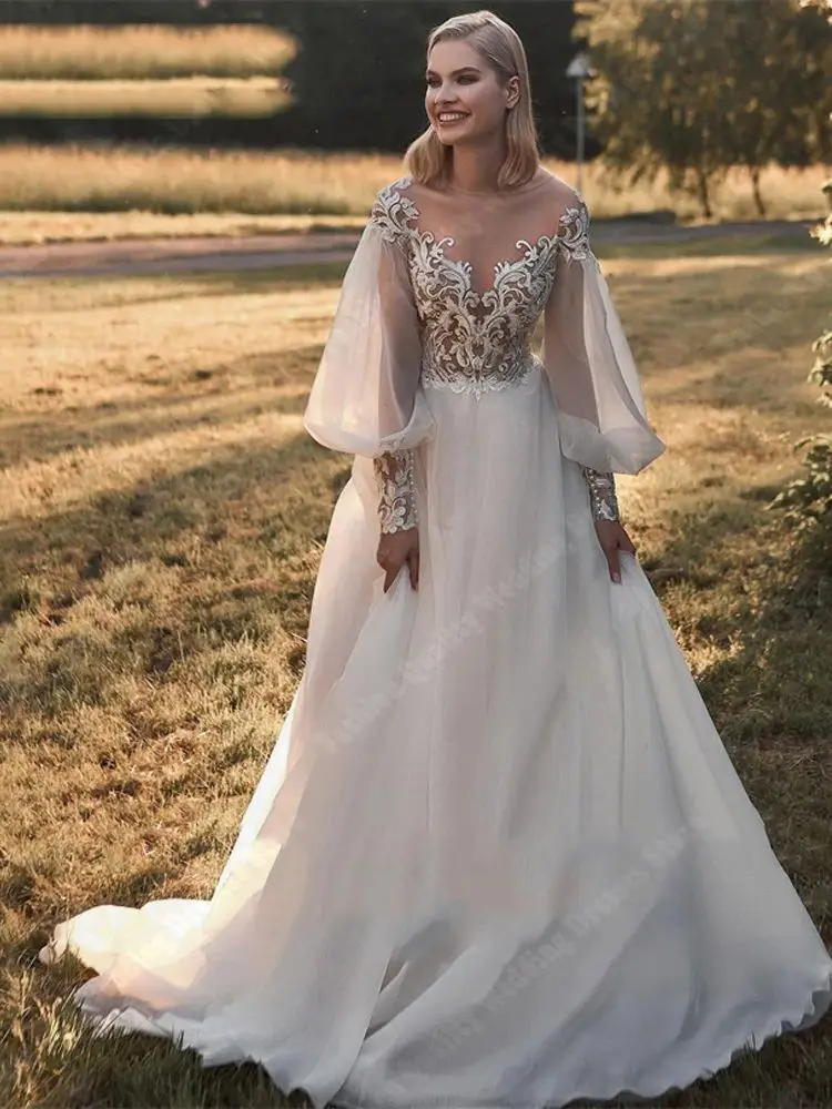 Robe de Mariée Romantique à Manches sulfet Col en V pour Femme, Imprimé Floral, Lisse, Quelle que soit la Qualité, Nettoyage au Sol, Éducative