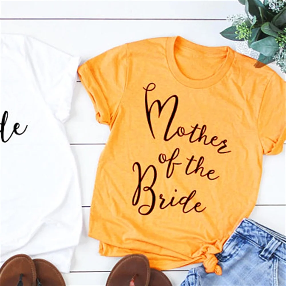 Bride Maid of Honor Women Shirts Aesthetic Letter Print Tshirt Wedding Party Mother Fashion T-shirt Summer Tops 5DAR