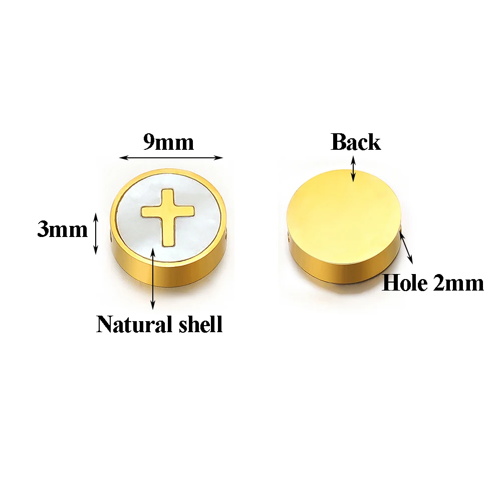 5Pcs Stainless Steel Cross Moon Satr Shell Beads for DIY Jewelry Making Accessories Women Necklace Findings Bracelets Supplies