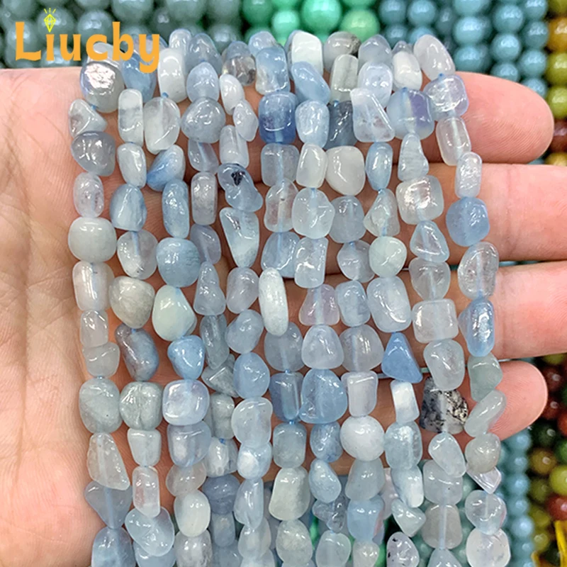 Crafts Natural stone aquamarine chalcedony Random shape beads for Jewelry Making DIY clothing Trouser accessories 15