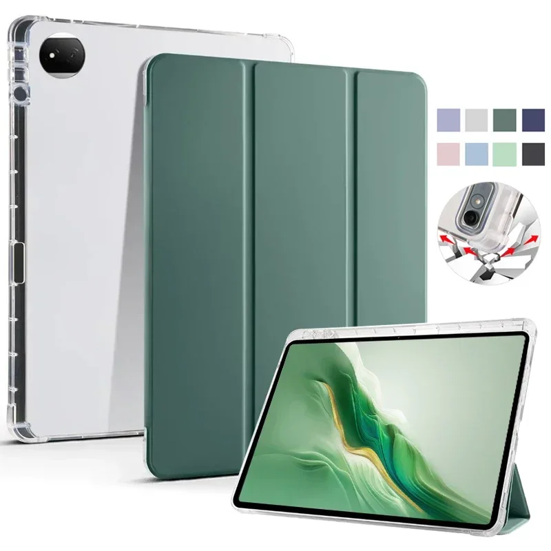 Para honor magic pad 2 caso com suporte de lápis com três dobras pu leaher macio tpu suporte traseiro caso tablet para honor magicpad 2 12.3 capa