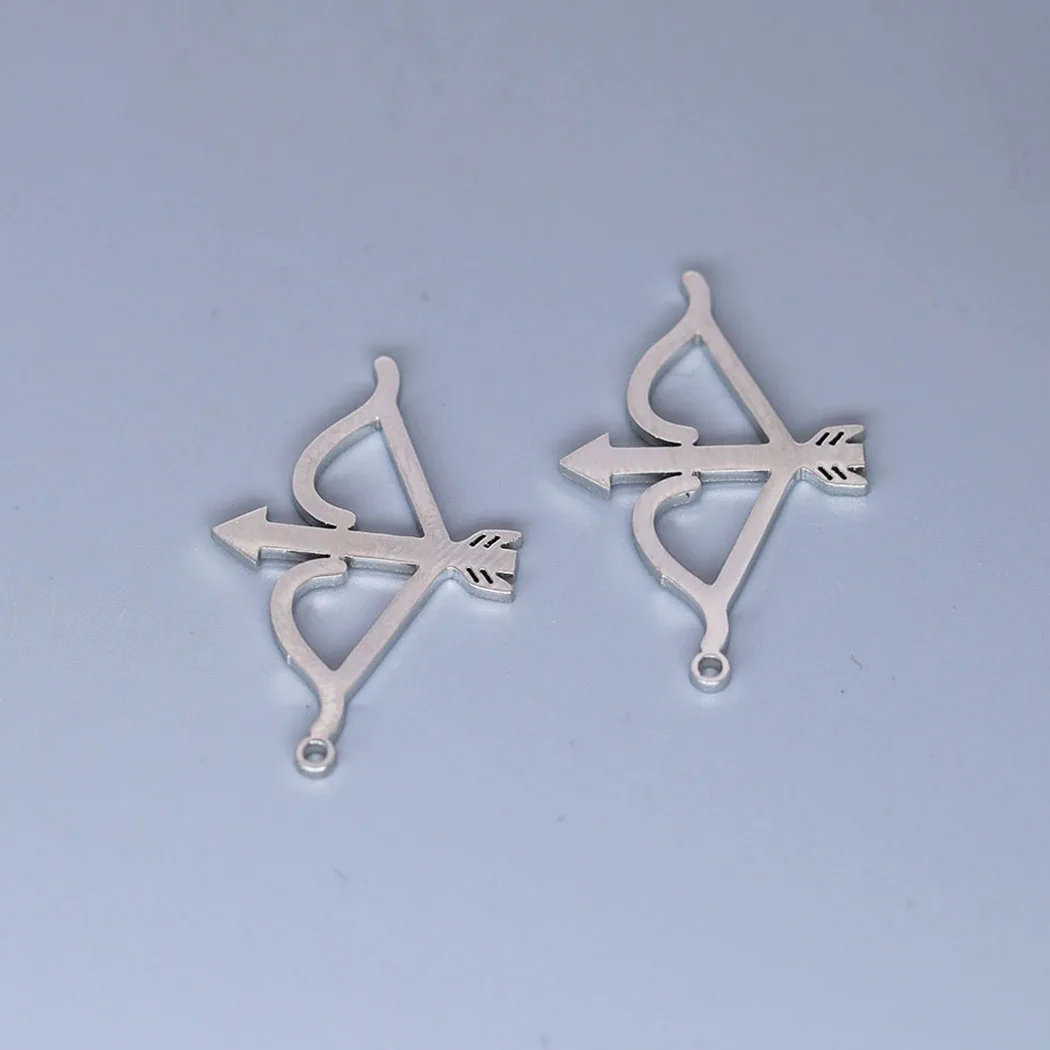 5pcs/lot Cupid Bow And Arrow Archer Charm Pendant For Necklace Bracelets Jewelry Crafts Making Handmade Stainless Steel Charm