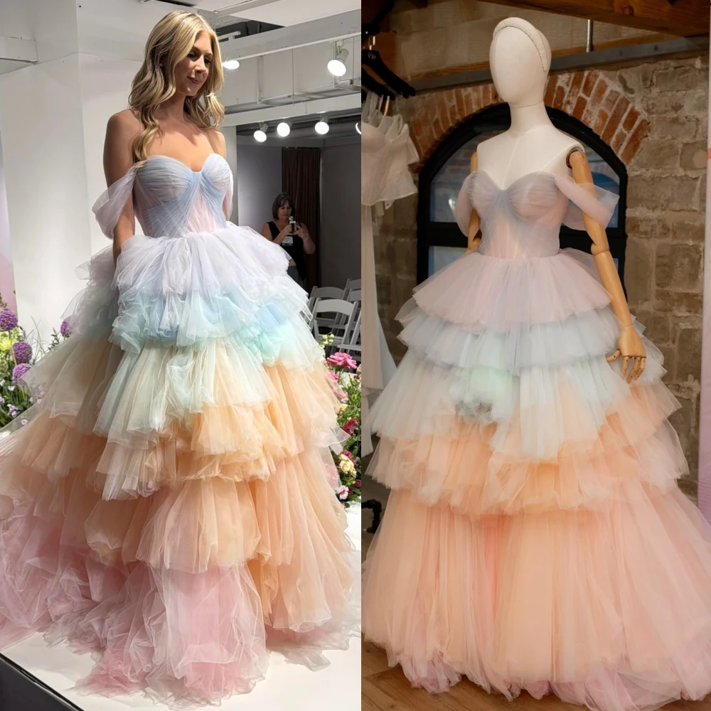 

Красочное платье для свадебной церемонии, разноцветное конфетное бальное платье больших размеров с рюшами, садовое уличное свадебное платье для беременных на заказ