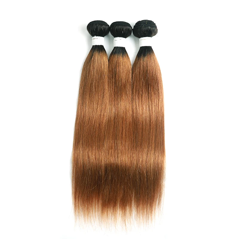 Ombre Brown Straight Hair Bundles Brazilian Human Hair Weave Bundles 3/4 PCS Pre-colored Human Hair Non-Remy Hair Extension IJOY