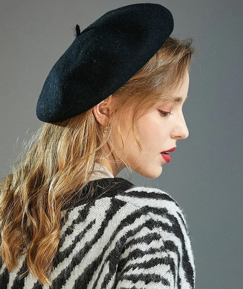 Woolen Solid Berets Hats Women Autumn Winter Thick Vintage French Artist Beret Street Painter Hat Girls Female Warm Caps Beanies