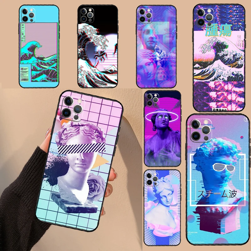 Great Wave Retro Cyber Statue Case For Samsung Galaxy A16 A15 A52 A32 A12 A36 A56 A06 A55 A35 A54 A34 A14 A13 A53 A17 A57