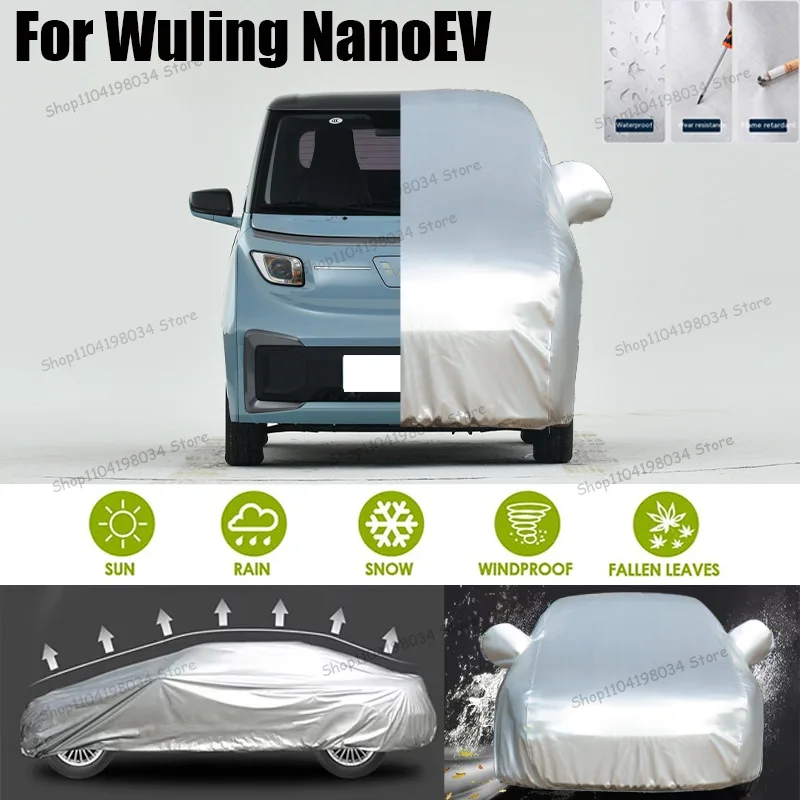 

For Wuling NanoEV Auto Anti snow Anti dust Sunscreen Anti-uv Anti peeling paint And Anti Rainwater 210t car cover Car cover