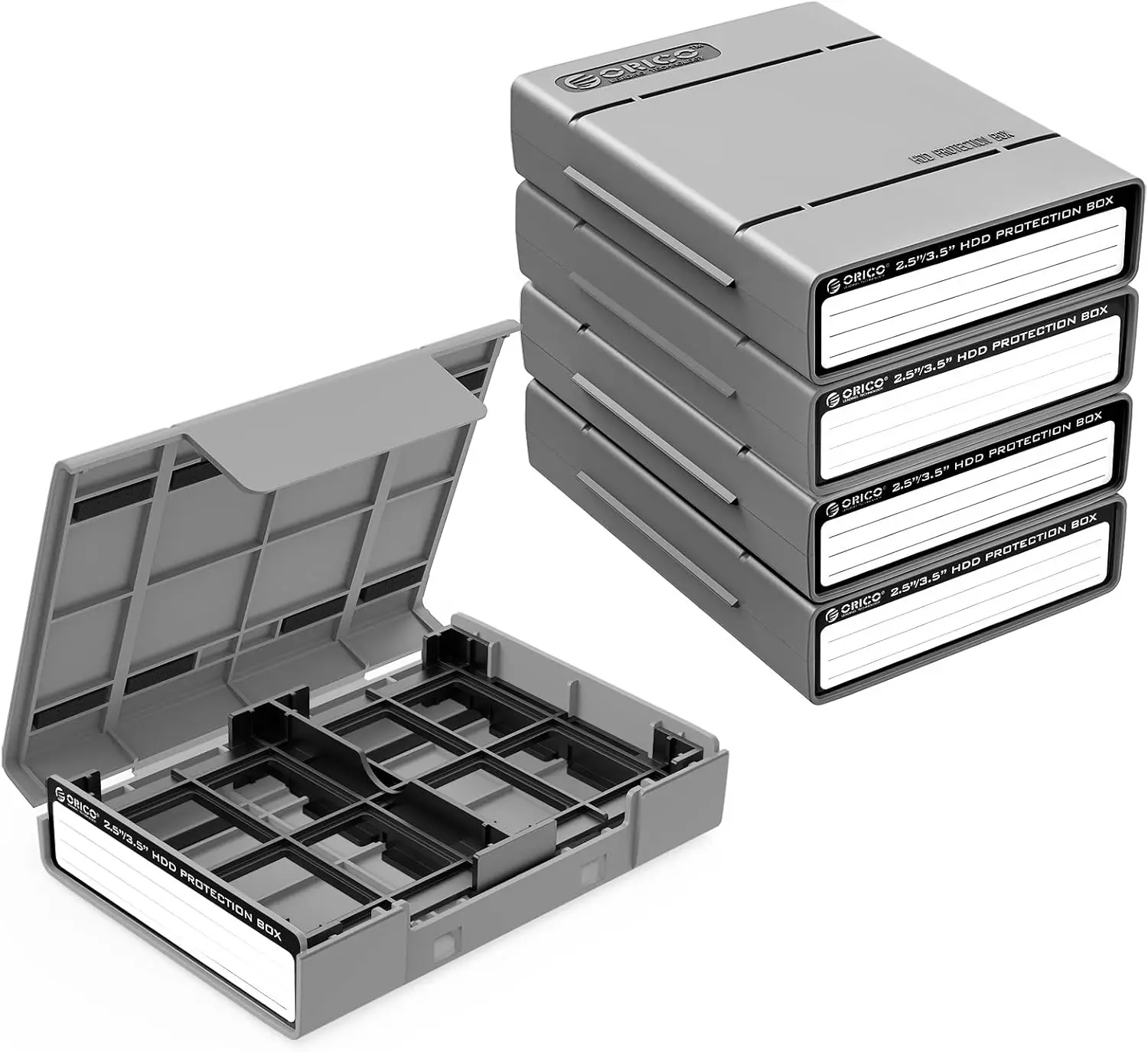 5-Pack Hard Drive Protective Case for 3.5/2.5 Inch SSD HDD, Shockproof & Dust Proof Travel Storage