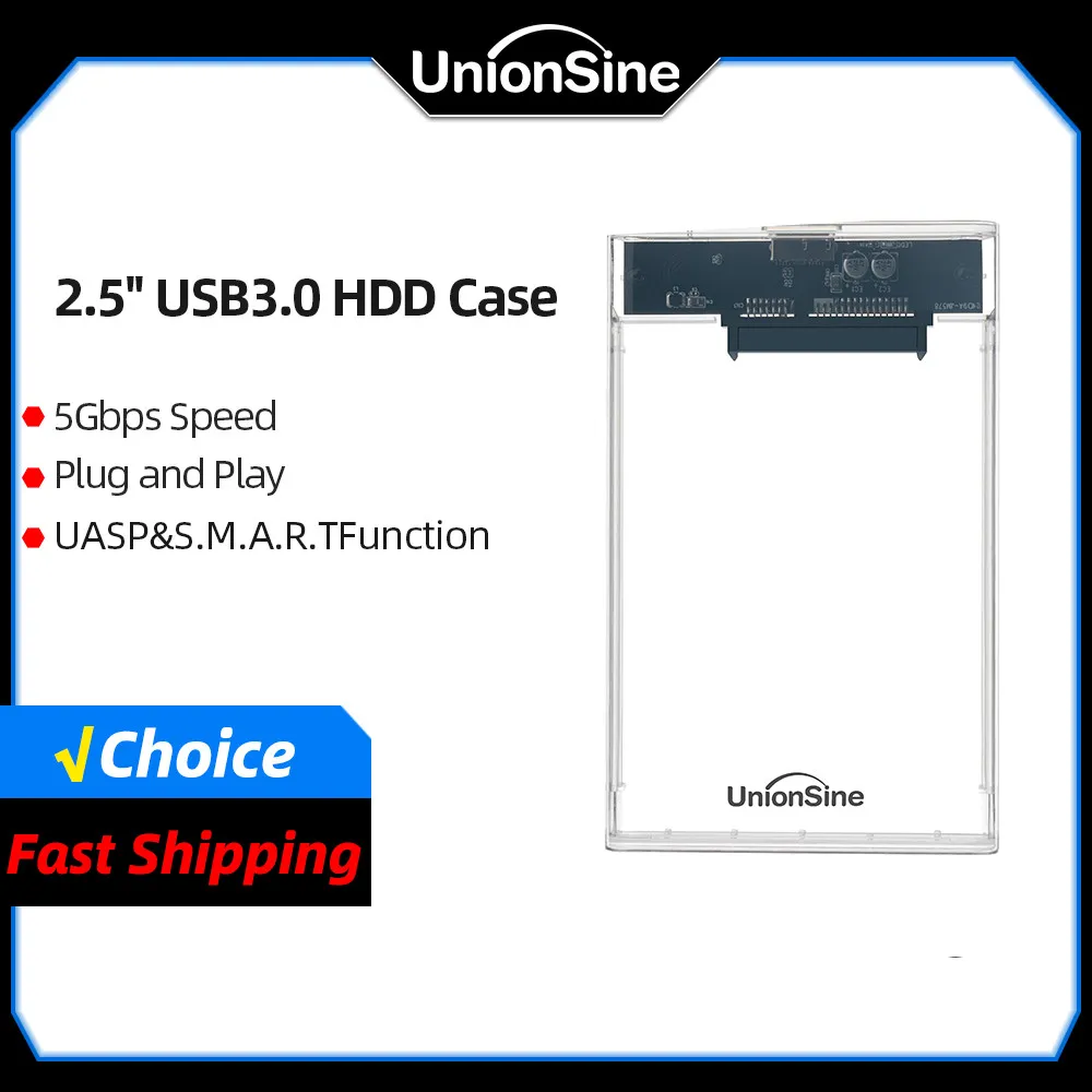 

UnionSine pocket for hdd 2.5inch External Storage box Case SATA 5Gbps SSD Hard Drive Enclosure for PC cabinet Laptop Computer