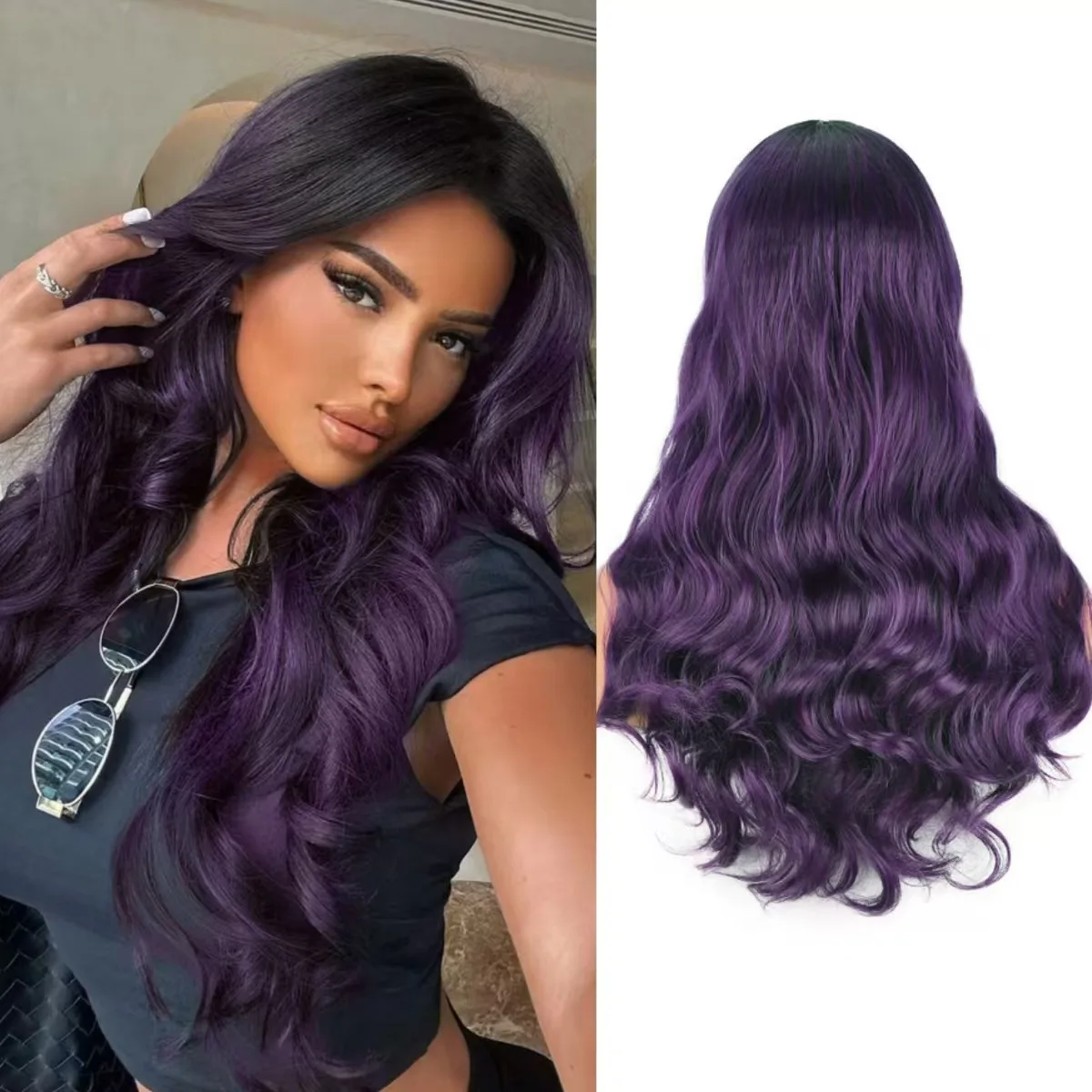 Synthetic wig daily wear long curly hair big wave wig for women