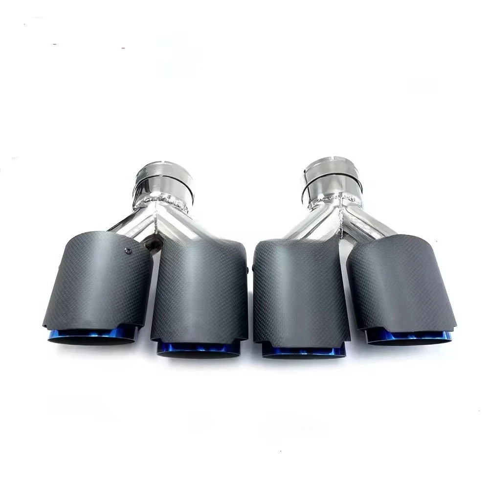 

SXLL High Performance Stainless Steel Double Outlet Carbon Fiber Roasted Blue Accra Povic Exhaust System Muffler Exhaust Tip