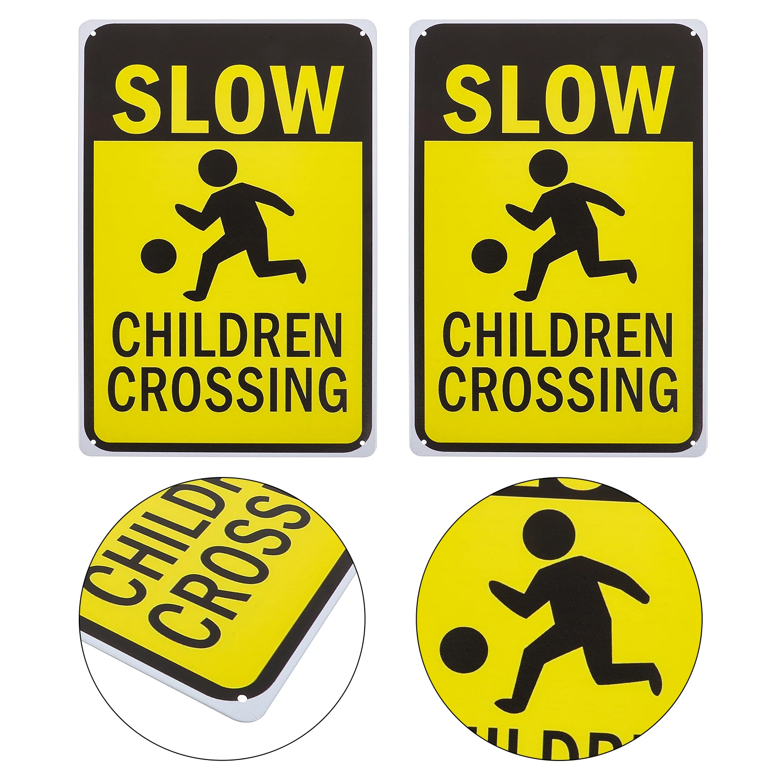 2 Pcs Road Sign Safety Signs Child Way Iron Sheet Slow down Kids Playing Crossing