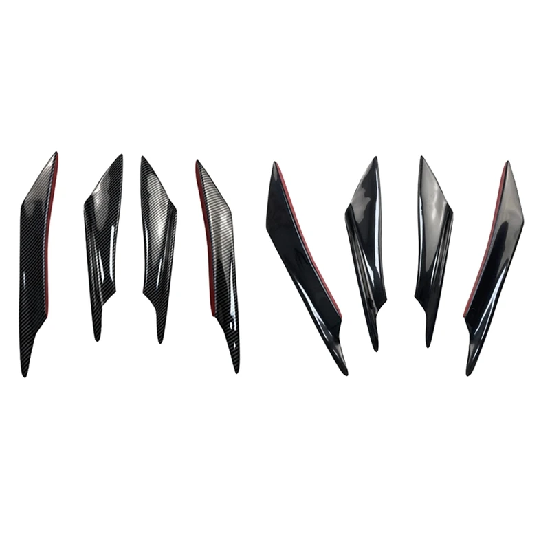 Universal Car Front Bumper Lip Splitter,Car Exterior 4-Pack Soft Fins Combat Wind Saber Auto Air Spoiler Sticker Trim