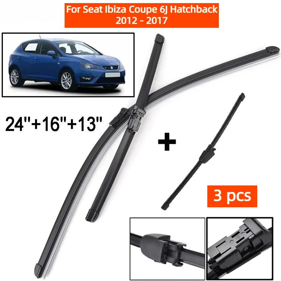 Front & Rear Wiper Blades Set For Seat Ibiza Coupe 6J Hatchback 2012 - 2017 Windscreen Windshield Window 24