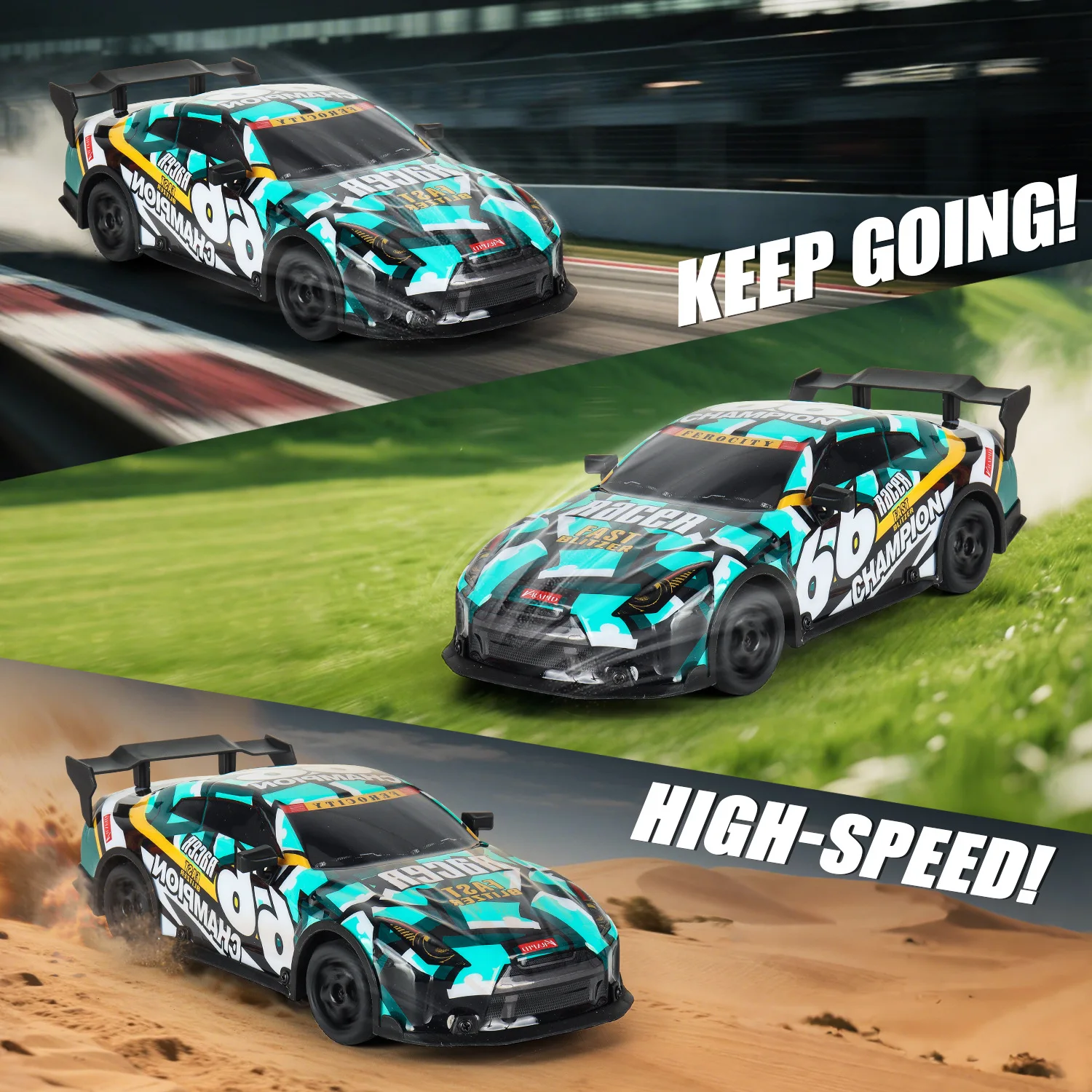 Remote control car 1:18 four-wheel drive with light drift, high-speed racing car charging, RC toy remote control car