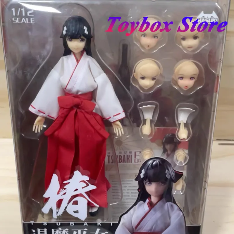 HASUKI Pocket Art PA005 1/12 Anime Japonês Anti-Strega Menina Bonita Figura de Ação Vermelho Branco Kimono Decorações 6 polegadas Soldado Limitado