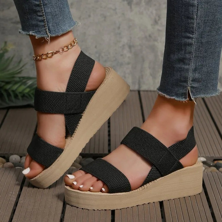 New for 2024 Women Double Strap Ankle Strap Platform Wedge Sandals