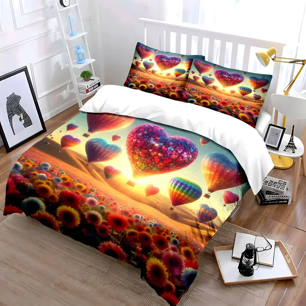 Romantic Balloon Set for Decoration Soft Comfortable Duvet Cover Bedding Set Included 1*Duvet Cover & 2*Pillowcases, gift