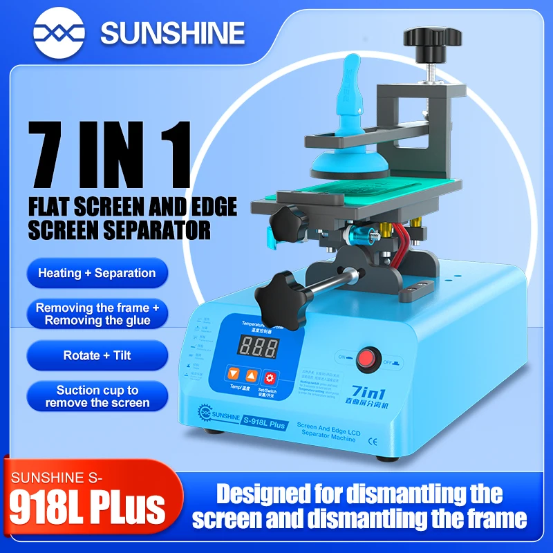 

SUNSHINE S-918L Plus Multifunctional 7 in 1 edge screen separator Support heating separation to remove glue and frame