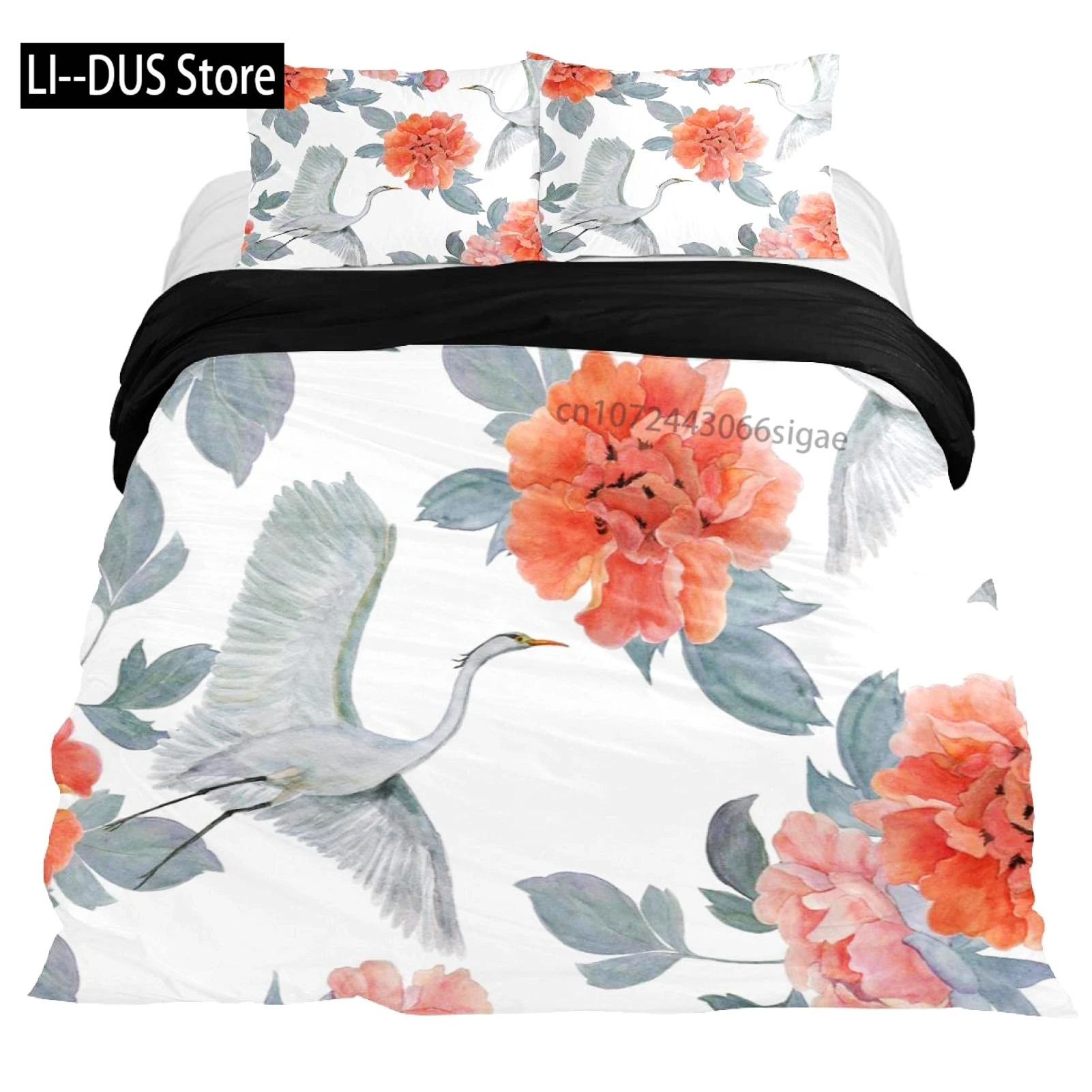 

Duvet Cover Set Queen Floral Bedding Elegant Peony Bedding Soft Comforter Cover Set with With 2 Pillowcases 3Pcs Queen Full Size