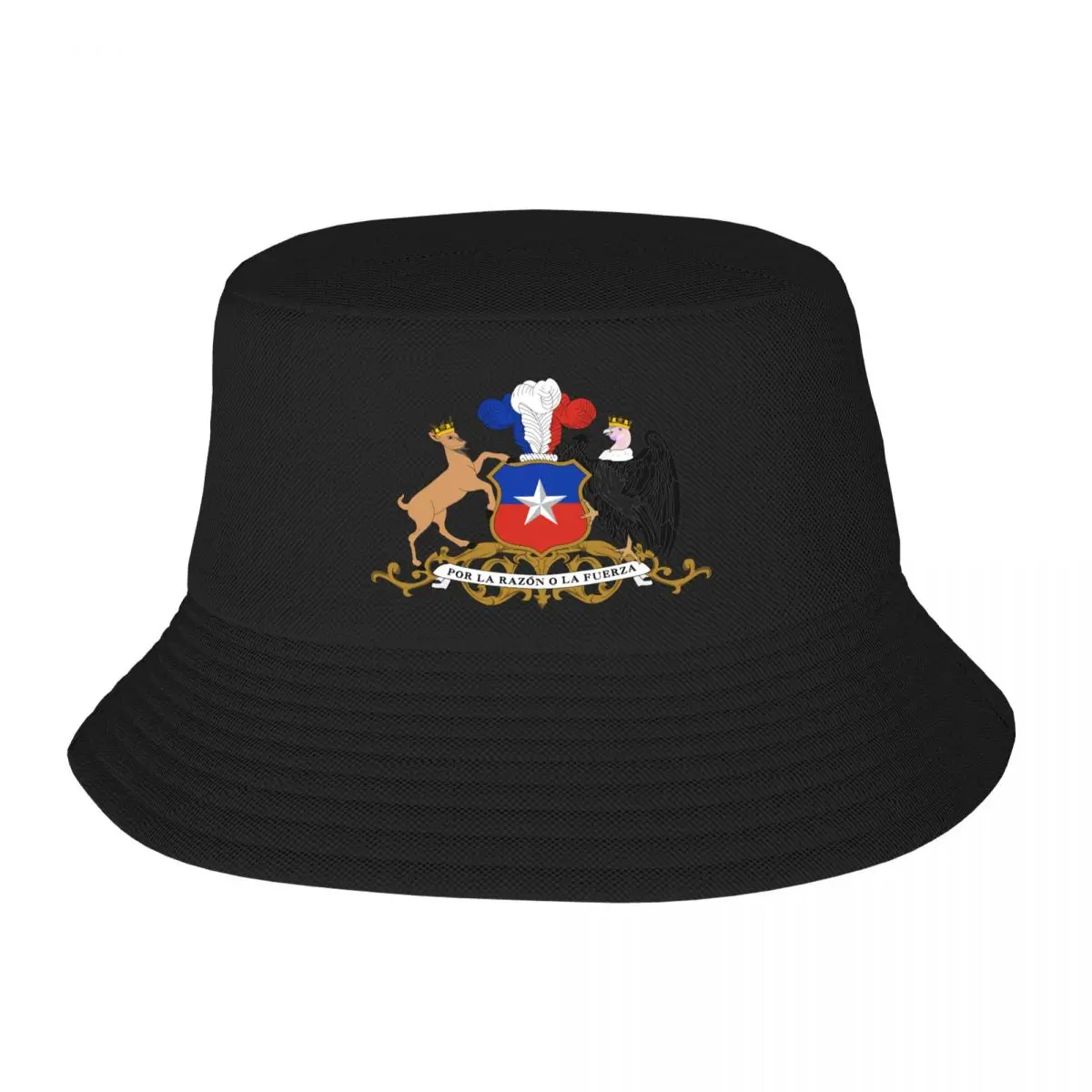 Custom Coat Of Arms Of Chile Bucket Hat for Women Men Print Chilean Flag Summer Travel Beach Outdoor Fishing Cap