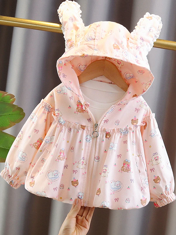 

Princ Sle, весенне-осенняя шапка, пальто Long Sve, верхняя одежда с принтом кролика для девочек, модный топ и сли для маленьких девочек