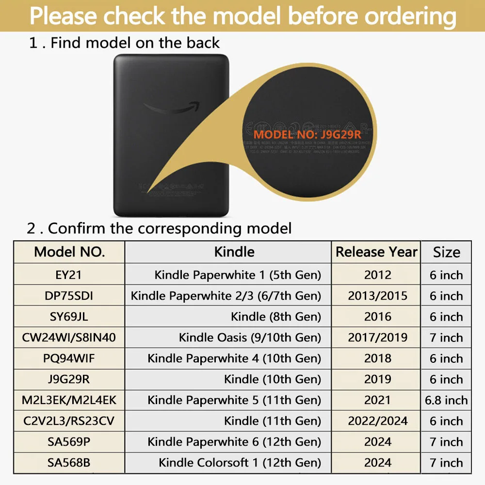 สําหรับKindle 2024 2022 2021 Paperwhite Colorsoft 1 2 3 5 6 10th 11th 12th Generation 6 6.8 7 นิ้วแม่เหล็กกระเป๋าShell