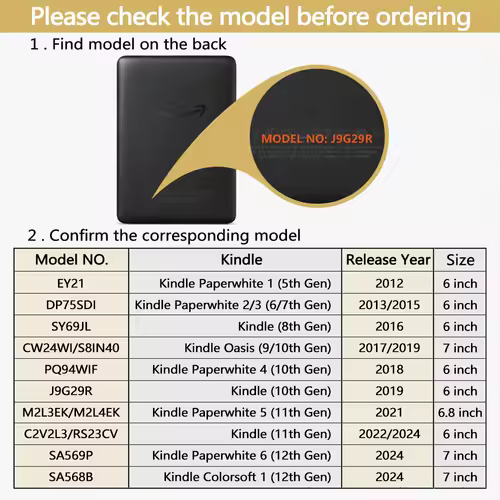 Case for Kindle 2024 2022 2021 Paperwhite Colorsoft 1 2 3 5 6 10th 11th 12th Generation 6 6.8 7 Inch Magnetic Pouch Cover Shell - Image 2