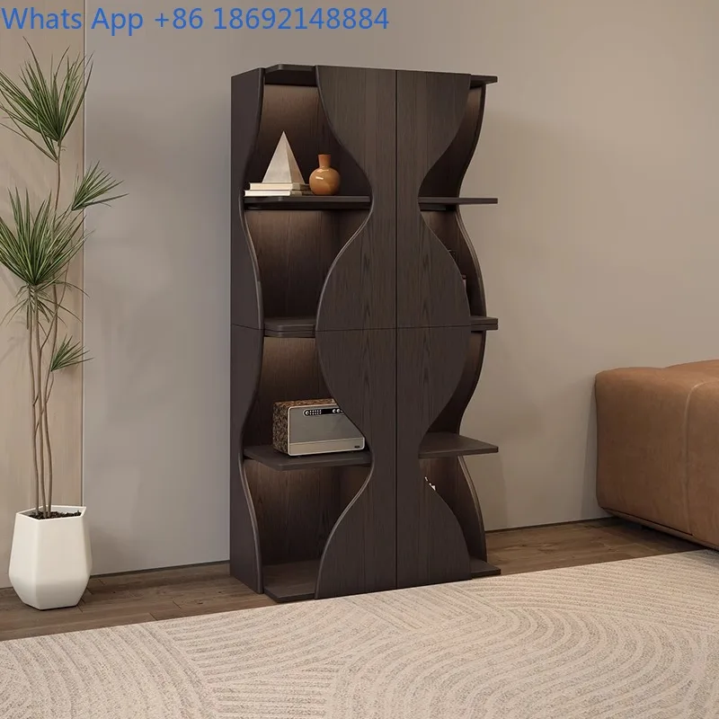 

Модульный стеллаж из массива дерева в винтажном стиле, напольный шкаф для хранения в гостиной, угловой книжный стеллаж, приставной шкаф к дивану, черный