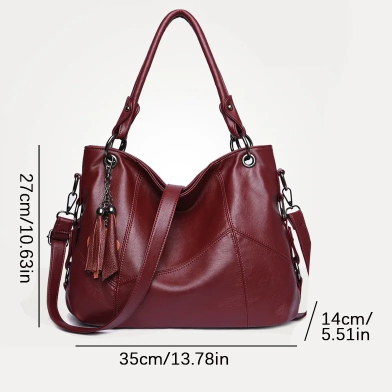 Brand Women Casual Tote Bag Luxury Handbag Big Ladies Genuine Leather Tassels Crossbody Shoulder Bags for Women 2024 Sac A Main