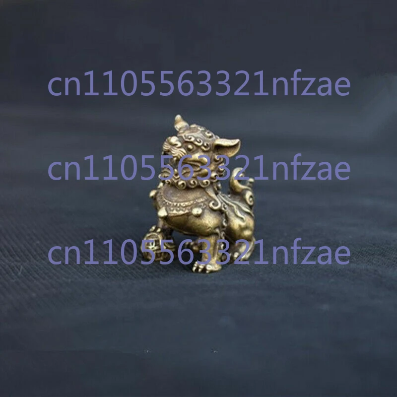 الصينية القديمة البرونزية فو فو الكلب الحرس باب الأسد زوج قلادة الجدول تمثال #5