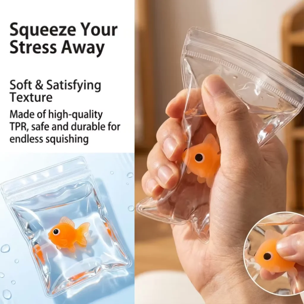 Taba Soft Transparent Fish, Fidgeting Squishy Squeeze Toys Relaxed Senses, Christmas Gifts for Children Adults, Bag Ornaments
