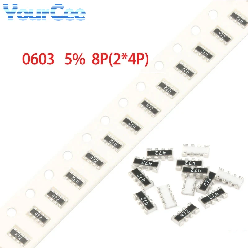 100pcs 0603 Network Resistor 5% 8P 0~1M 0 1 2.2 3.3 6.8 10 20 56 120 200 510 680 1.2K 15K 30K 68K 100K 200K 300K 680K 1M Ohm