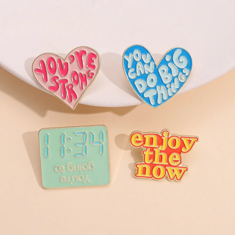 Stay Classy Be Happy Enamel Pins Enjoy The Now Funny Customized Letter Brooches Badges Lapel Jewelry Gifts For Friends Wholesale