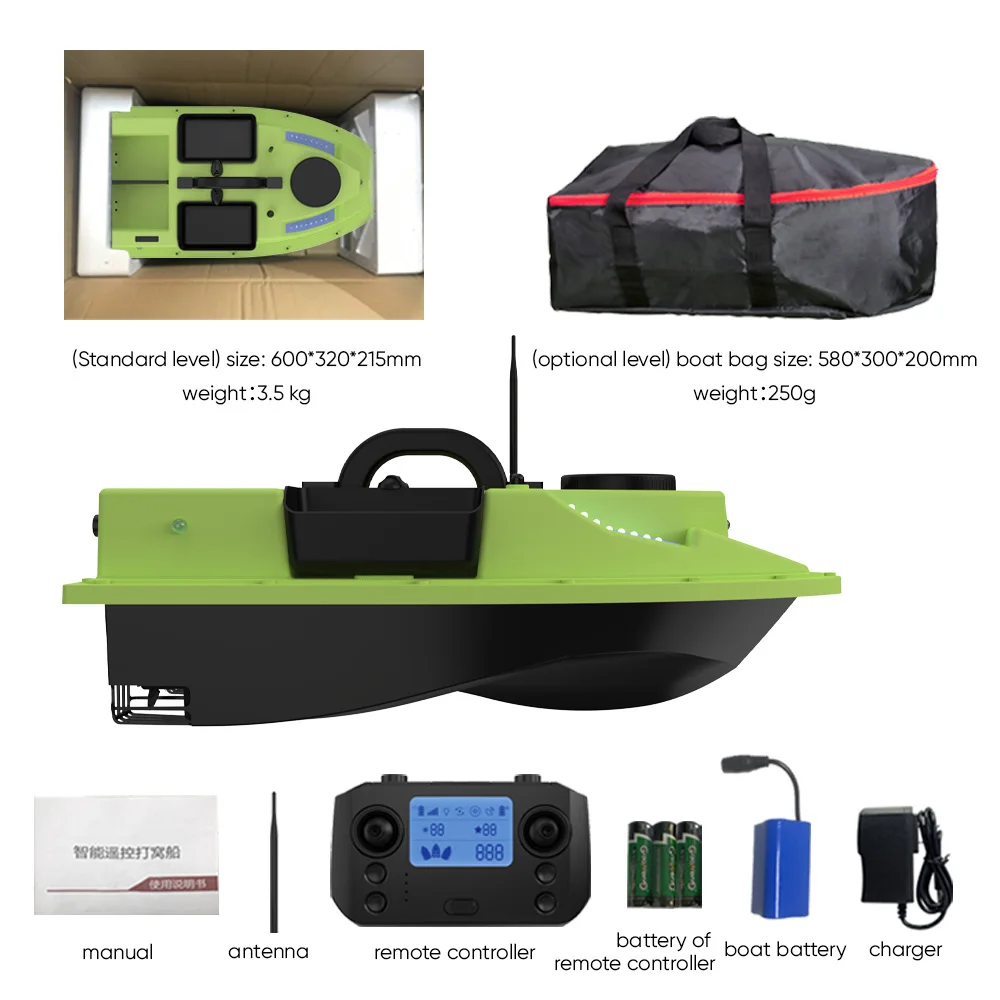 D19 GPS RC Bait Boat 500M Wireless Remote Control Fishing Bait Boat Fishing Feeder Boat Ship with 4 Bait Containers 2KG Load