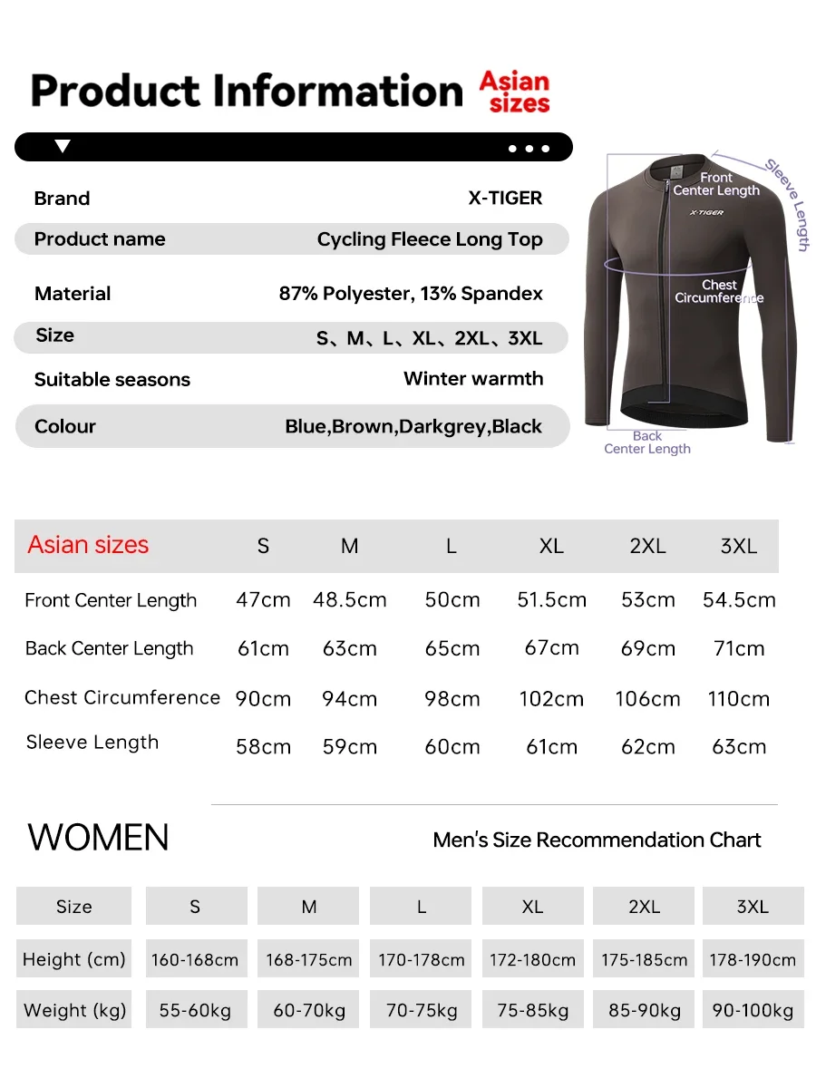 X-TIGER Fleece-Radtrikot für Herren, thermisches Radshirt mit langen Ärmeln, Fahrradshirt mit 3 Taschen und rutschfestem Saum für Rennrad- und Mountainbike-Fahrten. – Detail 2