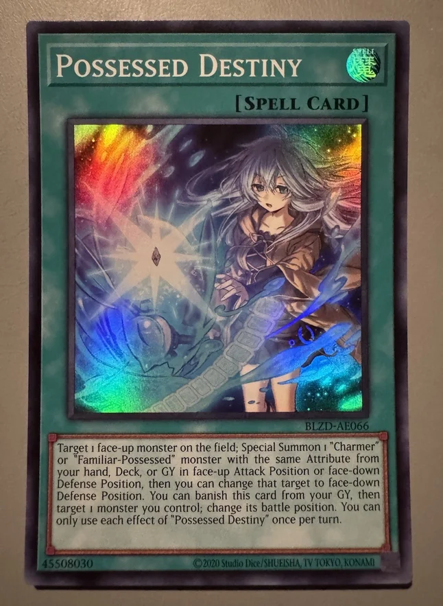 Yugioh KONAMI Duel Monsters BLZD-AE066 Possessed Destiny Super Rare Asian English Collection Mint Card