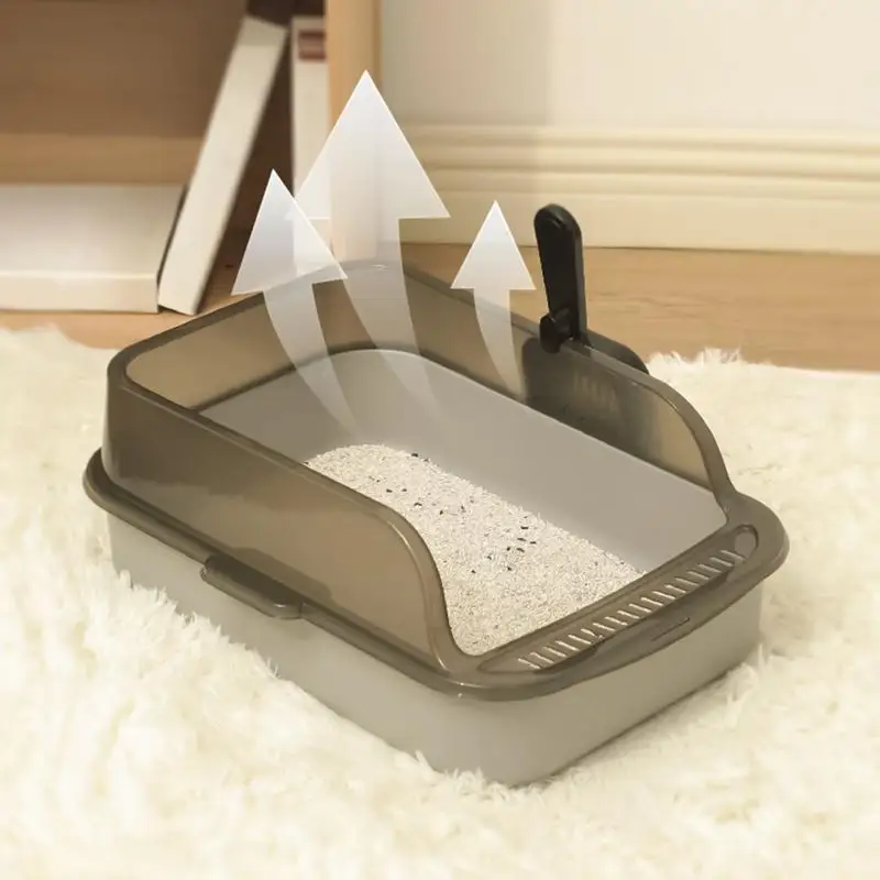 Open Top Litter Box Leak-Proof Open Top Hygienic Odor Control Cat Pan Easy To Clean Kitten Toilet High Sided Litter Box For Home