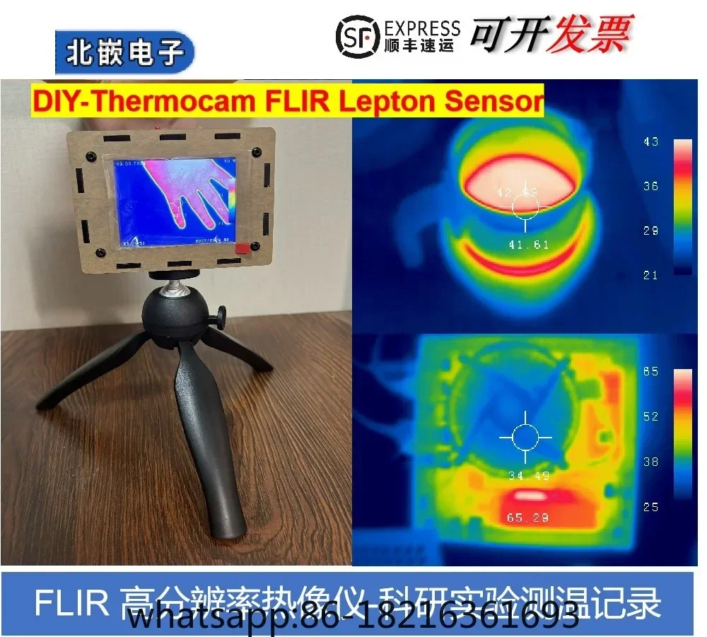 Termovisor infravermelho Lepton para pesquisas científicas, experimentos, análise de temperatura e registro de dados.