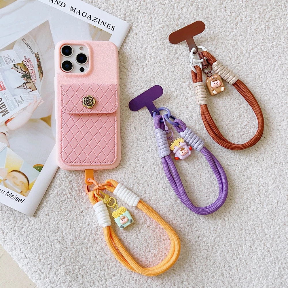 كوريا العالمي مضفر الهاتف المحمول الحبل حزام الكرتون معلقة سلسلة حلقة الحبل مع التصحيح شريط للرسغ هاتف محمول انفصال #5